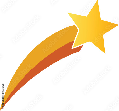 Golden Shooting Star Vector Illustration of a Dynamic Star Icon
