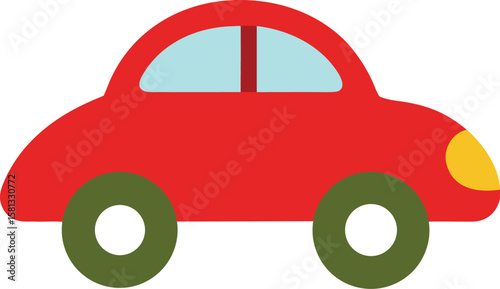Adorable Red Cartoon Car Illustration  Perfect for Kids' Projects and Designs