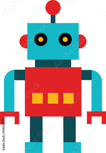 Friendly Robot Illustration A Cute and Colorful Bot Design