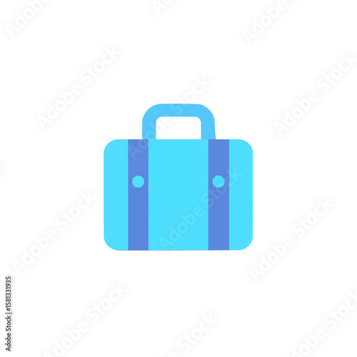 Stylized blue travel suitcase with minimalistic design, ideal for travel concepts, copy space