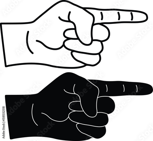 Come Here Gesture Finger Silhouette Flat and Outline Design