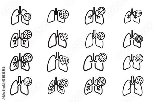 Human lungs with circular patterns representing medical conditions health disease