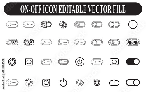 Toggle switch icons power button symbols on off icon set