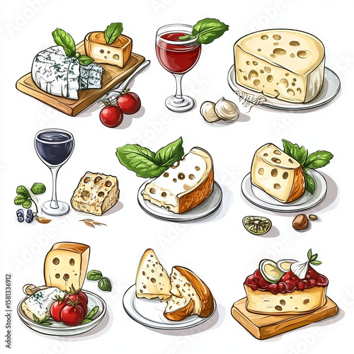 Transparent set of food and drinks 