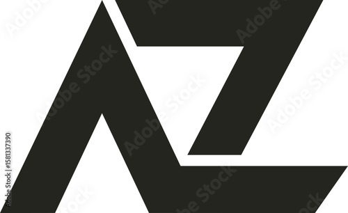 Modern AZ logo vector featuring bold, intertwined letters with sharp edges and a sleek gradient finish, perfect for branding or digital media.