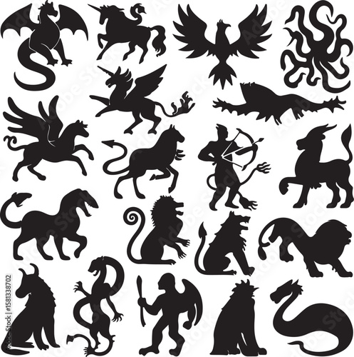 Mythical creatures and legendary beasts dragon unicorn