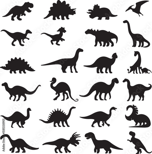 Various prehistoric creatures dinosaur silhouette