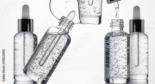 Scientific molecular structure and cosmetic serum drop, DNA and chemical formula design