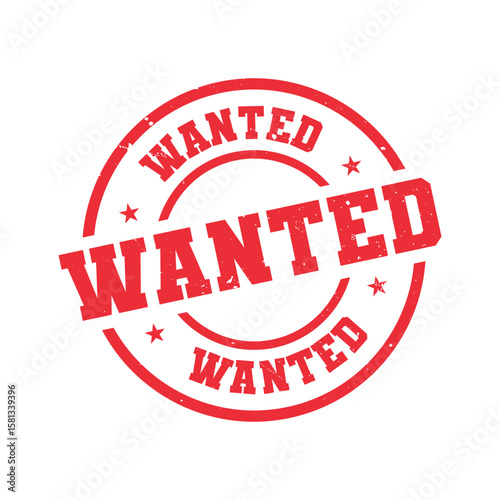 Wanted stamp. Wanted sign on red ink, wanted vector, wanted label, wanted sticker on white background	
