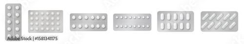 Blister Packs of White Tablets – Pharmaceutical Medication Packaging Representing Prescription and Over-the-Counter Drugs for Treatment, Clinical Use, and Healthcare Applications in Medical and Therap