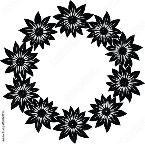 Corner Arc Made Of Overlapping Circular Flowers