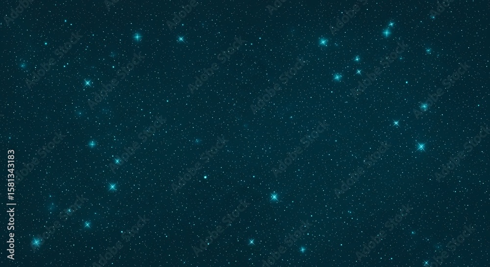 Fototapeta premium Dark Teal Starry Night Sky Digital Illustration