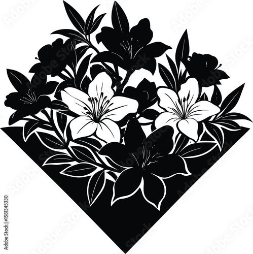 Corner Silhouette Of Azalea Blooms
