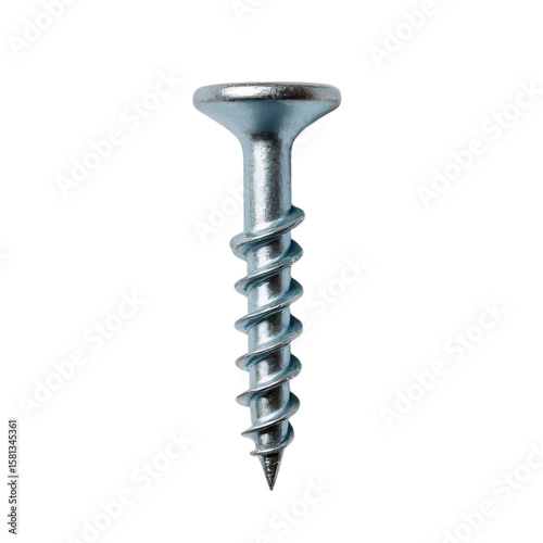 Cross-head screw – silver metal on a transparent background