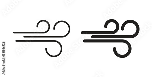 Wind icon. Vector illustration, flat and stroke