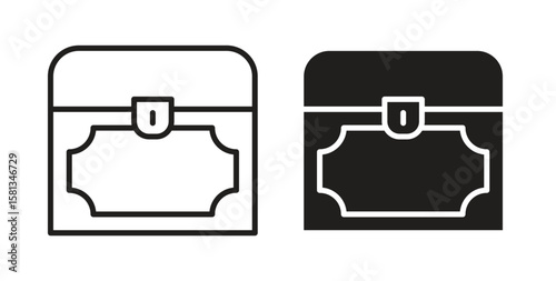 Treasure chest icon. Vector illustration, flat and stroke