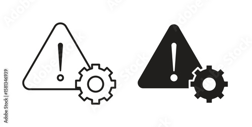 Technical warning icon. Vector illustration, flat and stroke