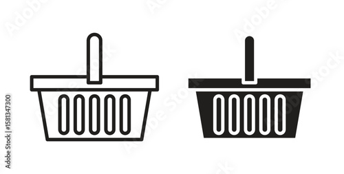 Shopping basket icon. Vector illustration, flat and stroke