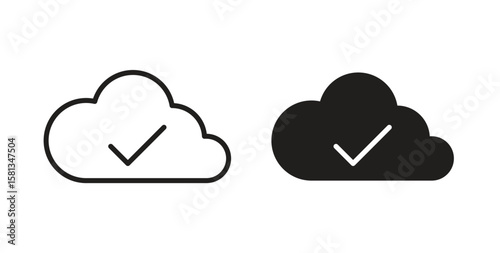 Saved to drive icon. Vector illustration, flat and stroke