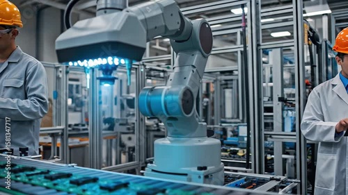 AI Robot Quality Control Video Footage Scene Showing Automation and Smart Manufacturing Supervision