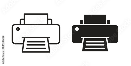 Print icon. Vector illustration, flat and stroke