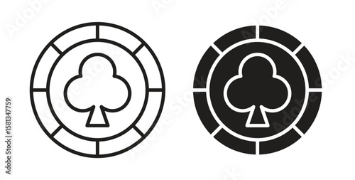 Poker chip icon. Vector illustration, flat and stroke