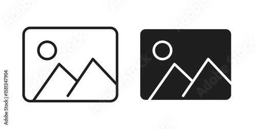 Picture icon. Vector illustration, flat and stroke