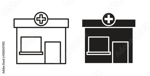 Pharmacy icon. Vector illustration, flat and stroke
