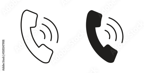 Phone call icon. Vector illustration, flat and stroke