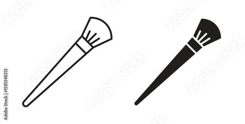 Makeup brush icon. Vector illustration, flat and stroke