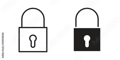 Lock icon. Vector illustration, flat and stroke