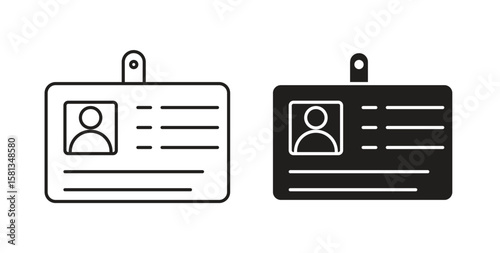 ID badge icon. Vector illustration, flat and stroke