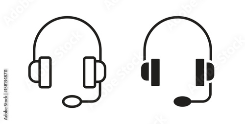 Headset icon. Vector illustration, flat and stroke