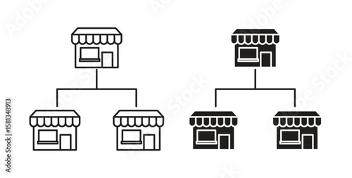 Franchise icon. Vector illustration, flat and stroke