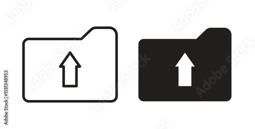 Folder upload icon. Vector illustration, flat and stroke