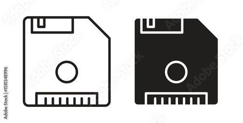 Floppy disk icon. Vector illustration, flat and stroke