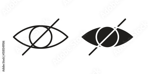 Eye crossed icon. Vector illustration, flat and stroke