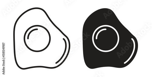 Egg fried icon. Vector illustration, flat and stroke