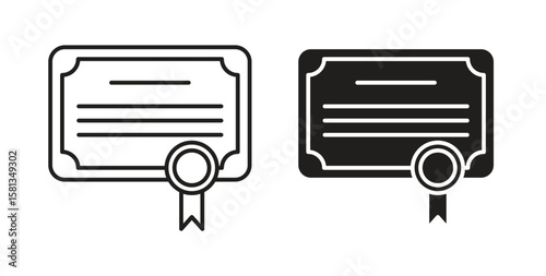 Diploma icon. Vector illustration, flat and stroke