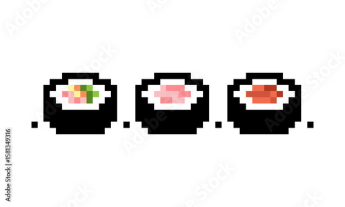 sushi pixel art design logo vector