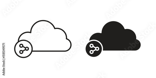 Cloud share icon. Vector illustration, flat and stroke