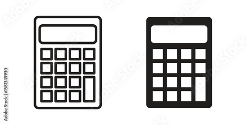 Calculator icon. Vector illustration, flat and stroke