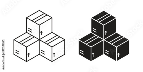 Boxes icon. Vector illustration, flat and stroke