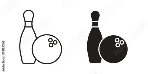 Bowling icon. Vector illustration, flat and stroke
