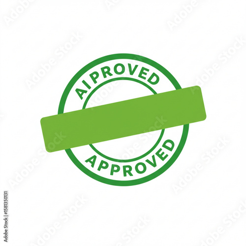 Green ai approved stamp with a horizontal bar across the center on a white background image design created with generated ai