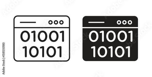 Binary code icon. Vector illustration, flat and stroke
