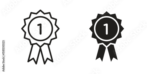 Badge icon. Vector illustration, flat and stroke