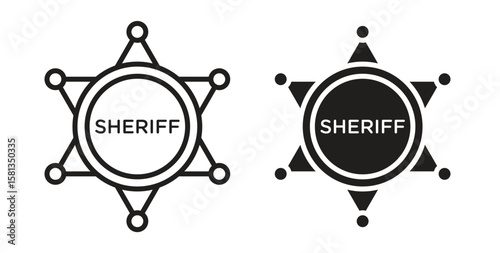 Badge Sheriff icon. Vector illustration, flat and stroke