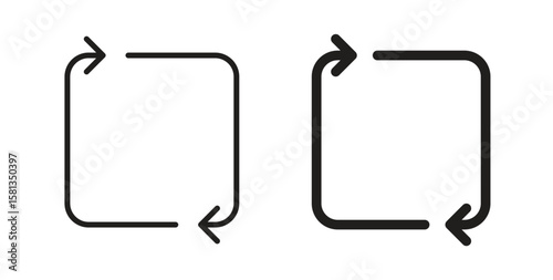 Arrows repeat icon. Vector illustration, flat and stroke