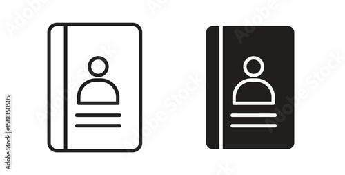 Address book icon. Vector illustration, flat and stroke